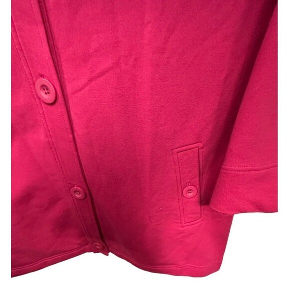 LL Bean Womens French Terry Cardigan Sweater Jacket Sz XL NEW Raspberry Red - Picture 5 of 8